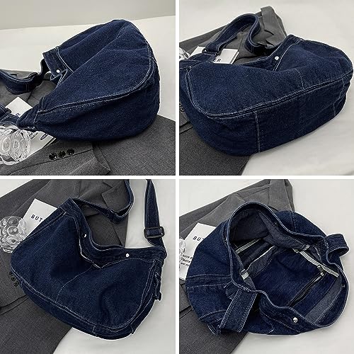 Youjaree Denim Messenger Bag Large Hobo Crossbody Bag Casual Shoulder Handbag Jean Tote Bag for Women and Men (Light Blue) - Image 5