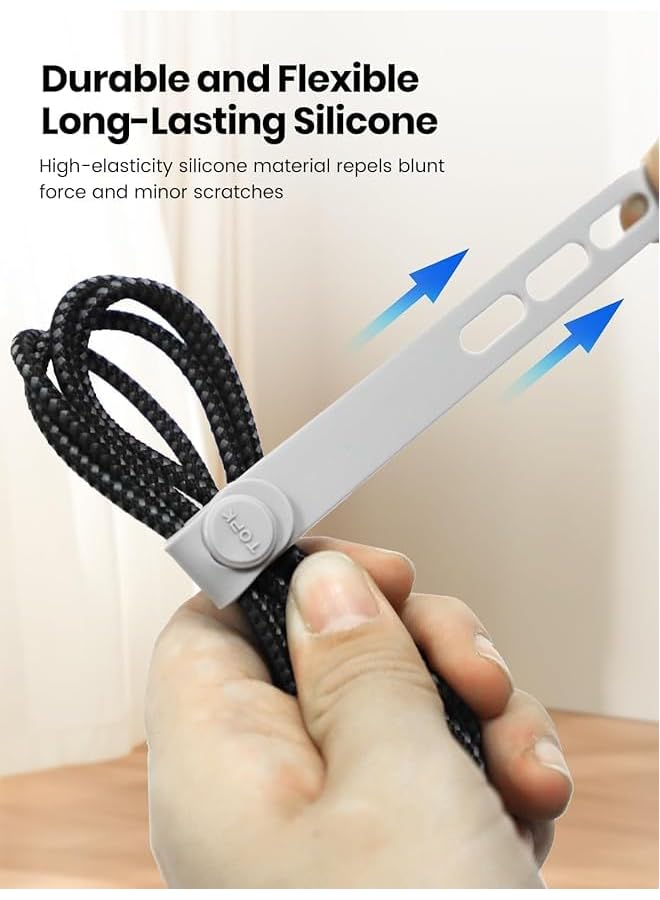 promass 20 PCS Silicone Cable Organizer, Reusable Cable Management Ties, Thick and Wide Highly Resilient Environmentally Friendly Material for Multi-Cable Management [5 colors]. - Image 5