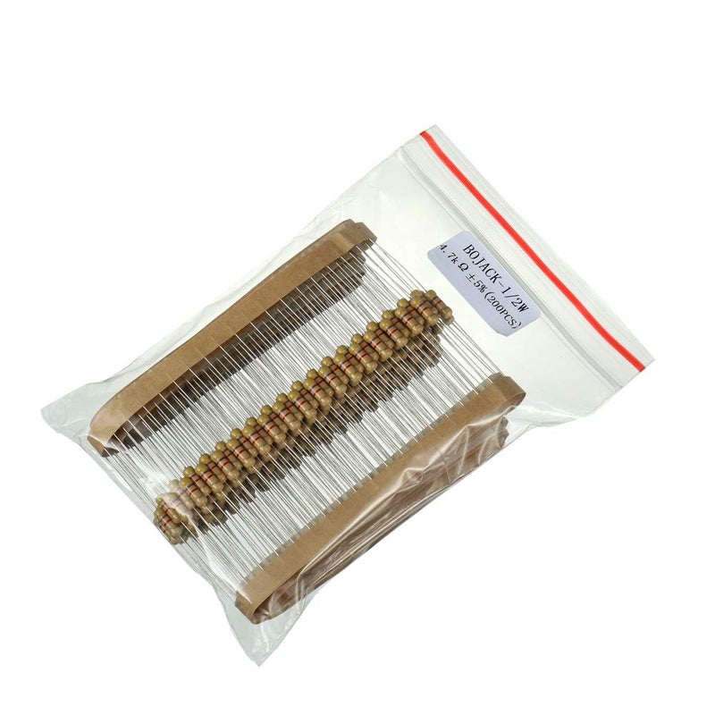 BOJACK 4.7K Ohm Resistors 1/2 W ±5% Carbon Film Single Resistor (Pack of 200) - Image 2