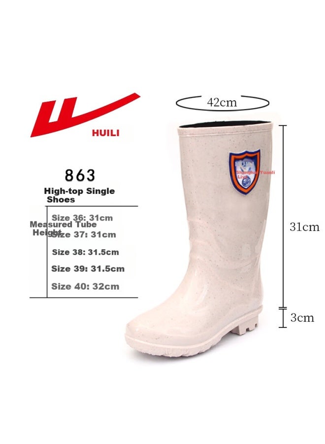Warrior Women's Fashion Adult Rain Shoes Rain Boots Waterproof Shoes Rubber Shoe Covers Water Boots Hxl63-b Grouper High Tube 37 - Image 1
