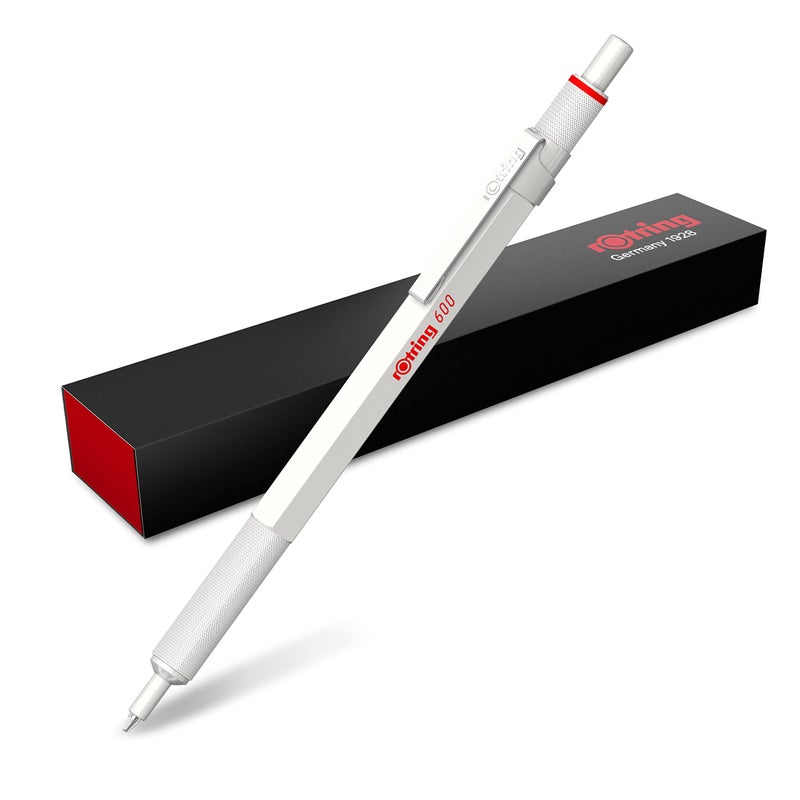 Rotring 600 Metallic Metal Ballpoint Pen, Medium Point, Black Ink, Pearl White Barrel, Refillable, 1 Count - Smooth Writing, Style, Comfort, Non-Slip Grip - Image 1