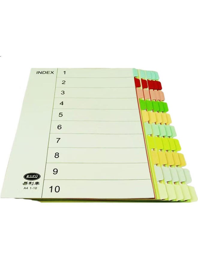 Elifo Page Separators, Index Dividers, Classification Paper, Index Paper, Loose-Leaf Paper, Paper And Plastic Digital English Three-Hole Binder Specific, [No Hole] 10 Colors Page Separators 50 Sheets - Image 3