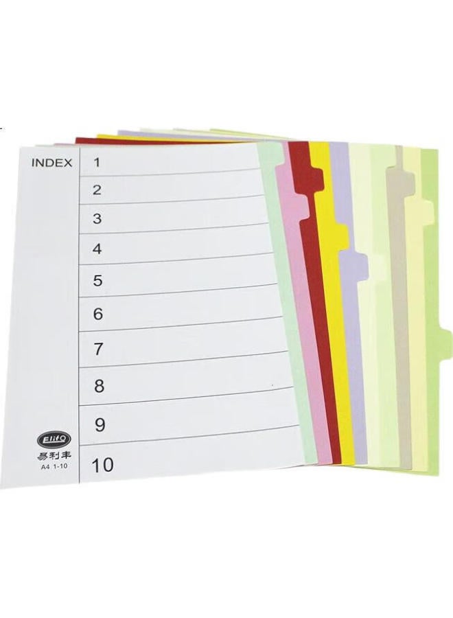 Elifo Page Separators, Index Dividers, Classification Paper, Index Paper, Loose-Leaf Paper, Paper And Plastic Digital English Three-Hole Binder Specific, [No Hole] 10 Colors Page Separators 50 Sheets - Image 1