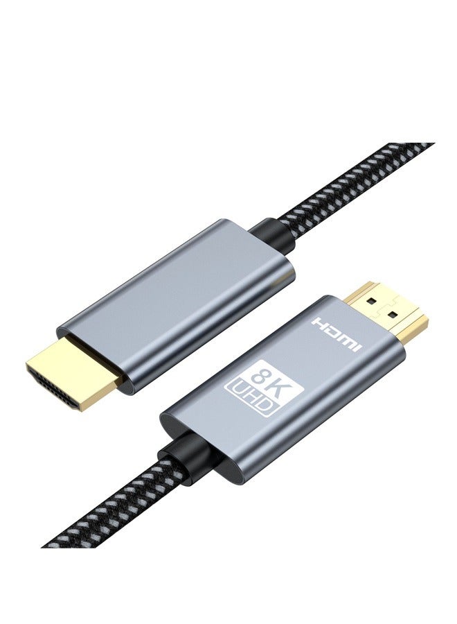 HDMI cable 2M 2.1 ultra high definition high-speed braided cable. 1 data cable 8K 60Hz high-definition cable, computer TV projection connection cable PS5 braided gold-plated HDMI cable  - Image 1