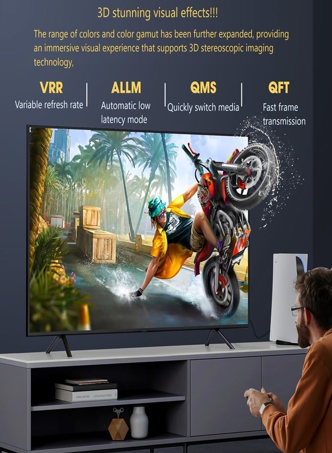 HDMI cable 2M 2.1 ultra high definition high-speed braided cable. 1 data cable 8K 60Hz high-definition cable, computer TV projection connection cable PS5 braided gold-plated HDMI cable  - Image 4