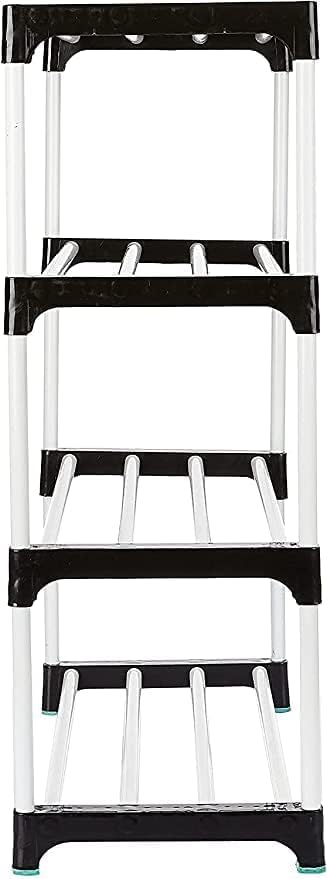 LOTSPEK Footwear Stand & Shelves Shoe Rack for Home | Floor Standing Shoes Shelf | 4 Layer Plastic Foldable Shoe Stand, Shoe Organiser for Home & Office (Black, Plastic Pipe) - Image 3