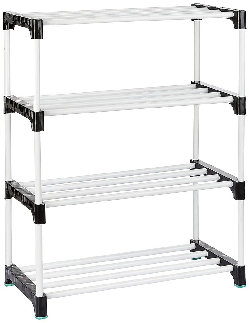 LOTSPEK Footwear Stand & Shelves Shoe Rack for Home | Floor Standing Shoes Shelf | 4 Layer Plastic Foldable Shoe Stand, Shoe Organiser for Home & Office (Black, Plastic Pipe) - Image 2