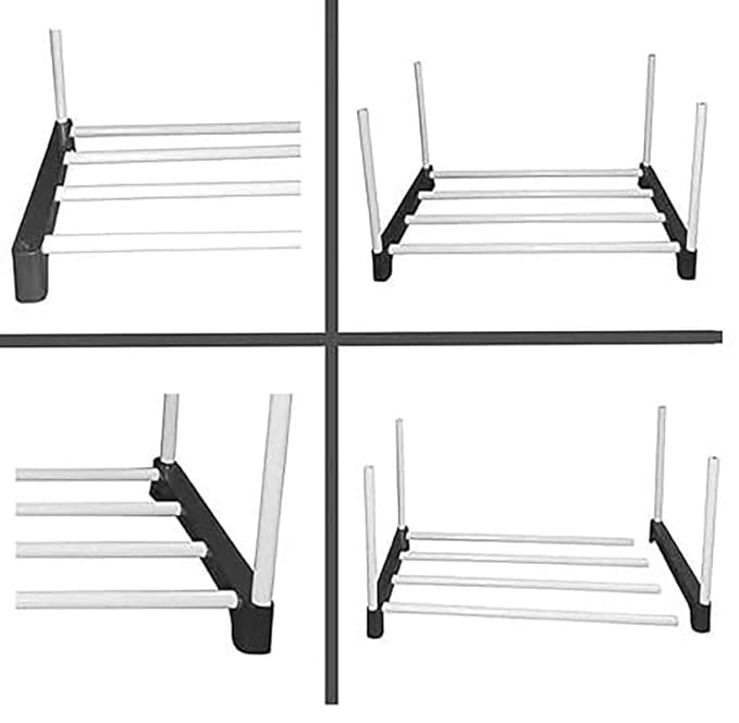 LOTSPEK Footwear Stand & Shelves Shoe Rack for Home | Floor Standing Shoes Shelf | 4 Layer Plastic Foldable Shoe Stand, Shoe Organiser for Home & Office (Black, Plastic Pipe) - Image 4