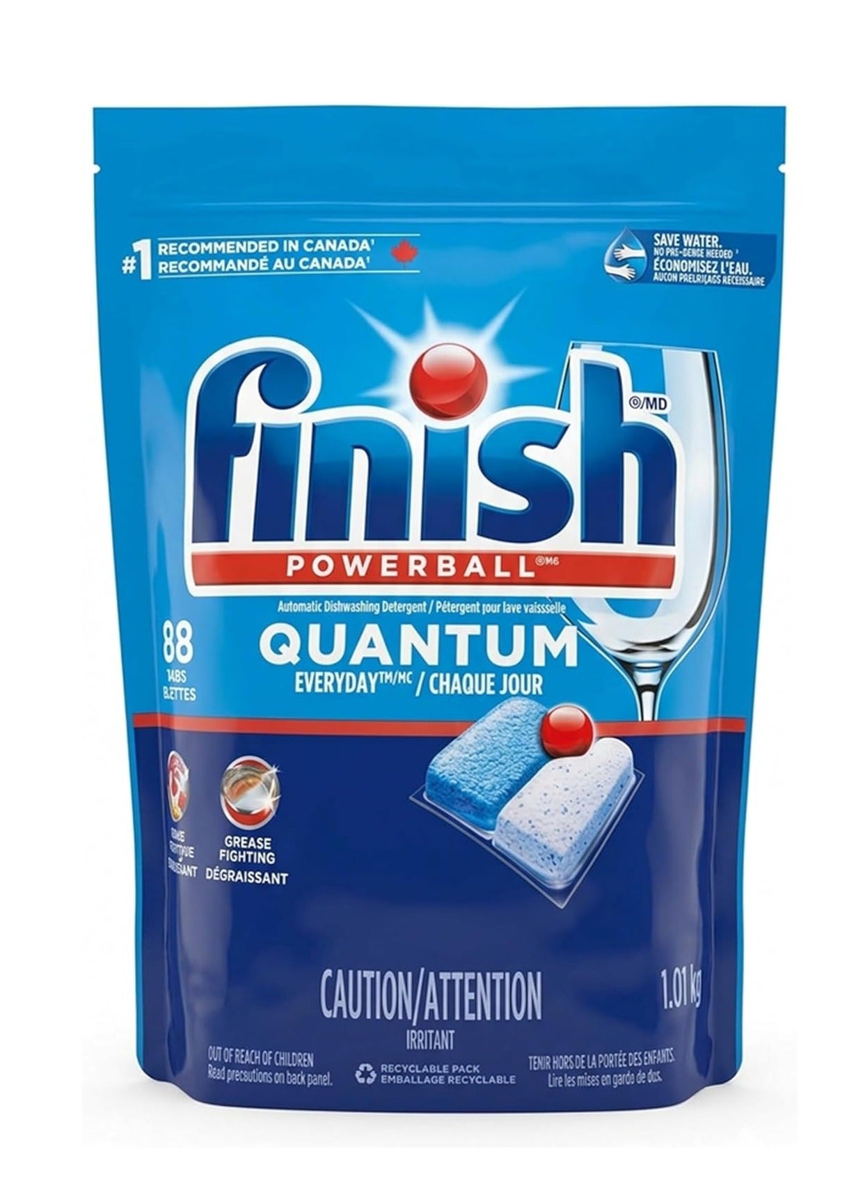Finish Powerball Quantum Dishwasher Detergent Tablets – Powerful Grease & Stain Removal, Spot-Free Shine, Fast-Dissolving Pods, Advanced Glass Protection, Everyday Use - 88 Count Pack Of 1