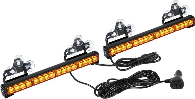 ASPL 2x16.8 inch Emergency Flashing LED Traffic Advisor Strobe Light Bar 32LED 26 Flash Patterns Interior Safety Warning Lights (Amber) - Image 1