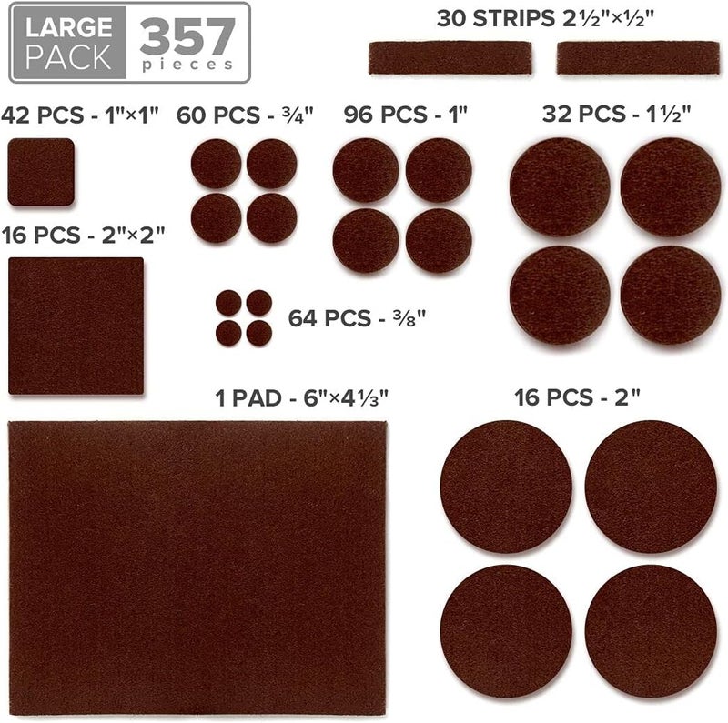 X-Protector 357 pcs Premium Huge Pack Felt Furniture Pads! Quantity of Furniture Sliders with Many Big Sizes – Your Ideal Floor Protectors. Protect Your Hardwood & Laminate Floor! - Image 5