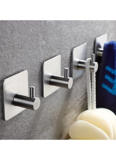 Generic 4-Pack Heavy-Duty Waterproof Stainless Steel Robe & Towel Hooks - Easy Install Wall Mount Fashion Hook Set with Polished Finish for Bathroom and Bedroom Organization  - Image 1
