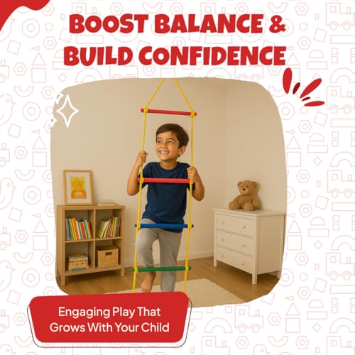 Skillofun 5 Step Rope Ladder for Kids | 3, 4, 5 Years Old Activity Toys | Jungle Gym | Outdoor Toys for Kids | Climbing Rope Ladder | Play School Equipments - Image 5