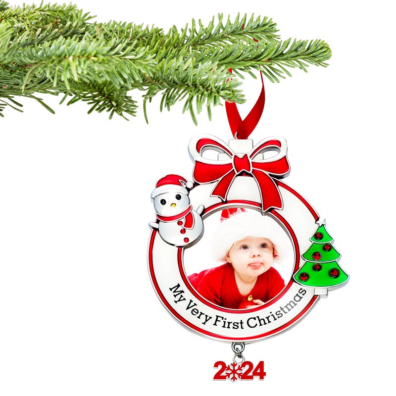 زينة صورة عيد الميلاد الأولى للطفل يوكير 2024 إطار صورة عيد الميلاد الأول للطفل 1 قطعة
