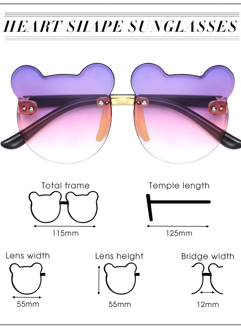 Kids Sunglasses Girls   Bear Sunglasses Transparent Rimless Sunglasses Colored Sunglasses UV Protection Party Fun Colorful Girls' Sunglasses for Toddler Baby Girl Boy 4 Pairs - Image 5