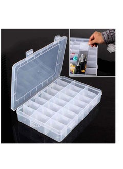 KASTWAVE Plastic Organizer Container Box, 24 Grids Storage Box with Adjustable Dividers Organizer Storage Container Removable Grid Compartment Big Clear Slot box Case for Beads Earring Small Items  - Image 1