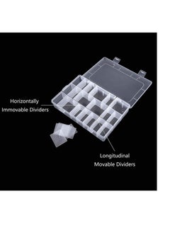 KASTWAVE Plastic Organizer Container Box, 24 Grids Storage Box with Adjustable Dividers Organizer Storage Container Removable Grid Compartment Big Clear Slot box Case for Beads Earring Small Items  - Image 3