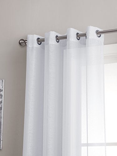LinenZone Sheer Curtains. Faux Linen White Sheer Curtains. 2 Sheer Curtain Panels in Package. Elegant 84 Inch Curtains for Living Room, Bedroom, Kitchen, Nursery. (Karina 54 x 84) - Image 2