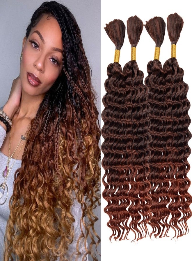 FCHLHFC Braiding Hair 300g 4 Bundles/Pack 18 Inch Deep Wave Bohemian Braids for Curly Braiding Hair No Weft Natural Color, Boho Braids Hair Water Wave（T350#） - Image 1
