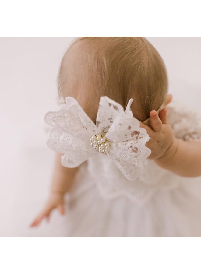 Nishine Nishine 2 pack Toddler Girls Lace Bow Headband Baby Bowknot Hairband Baby Shower Photo Props  - Image 3