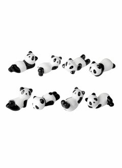 KASTWAVE 8 Pcs Panda Ceramic Ware Chopstick Rest Set,Ceramic Panda Pattern Chopsticks Rest Rack Spoon Fork Knife Holder Rack Practice Furnishing Articles  - Image 1