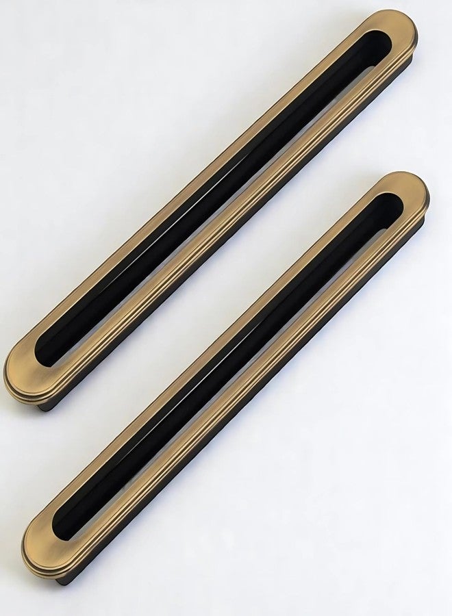 Atom 13.8 Inches Sliding Concealed Brass Door Handle | Wardrobe Handle for Main Door, Cupboard, Drawer, Almirah & Kitchen Cabinet (Set of 2, CH-317) | Profile Handles for Kitchen Cabinets - Image 1