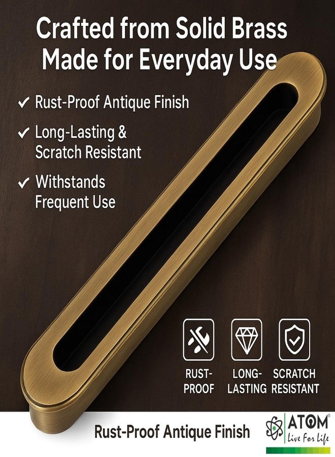 Atom 13.8 Inches Sliding Concealed Brass Door Handle | Wardrobe Handle for Main Door, Cupboard, Drawer, Almirah & Kitchen Cabinet (Set of 2, CH-317) | Profile Handles for Kitchen Cabinets - Image 3