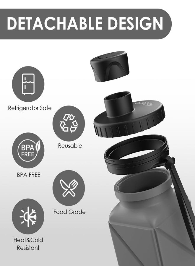 Infitran Collapsible Water Bottles, BPA Free Leak-Proof Silicone Foldable Water Bottle Cup 20.6oz, Durable Lightweight Bottle for Gym Travel Camping Hiking Running Sport,Gray, SH-15 - Image 5