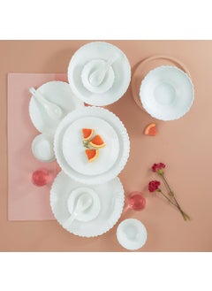 LARAH BY BOROSIL Larah by Borosil Plain White Silk Series Opalware Dinner Set | 35 Pieces for Family of 6 | Microwave & Dishwasher Safe | Bone-Ash Free | Crockery Set for Dining & Gifting | Plates & Bowls | White  - Image 1