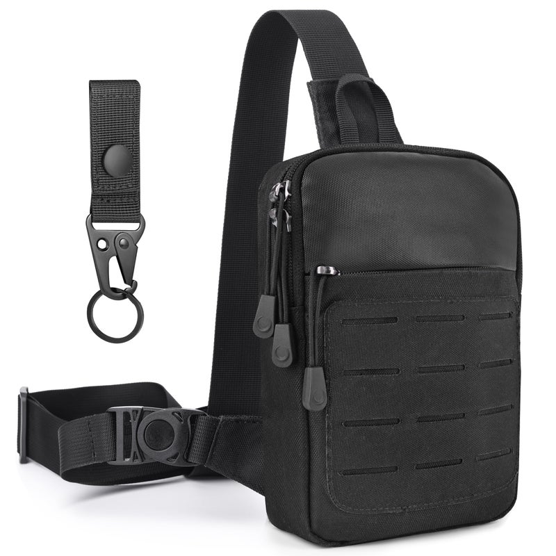 MOZETO Tactical Sling Bag Small YKK Zipper Mens EDC Crossbody Work Tool Utility Bag with Tactical Keychain - Image 1