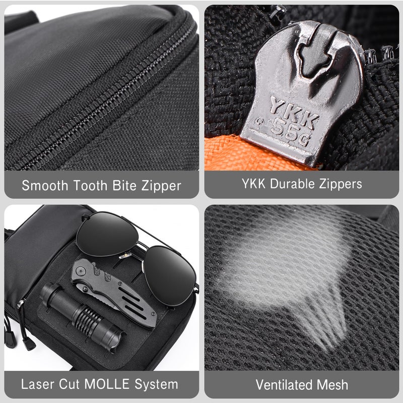 MOZETO Tactical Sling Bag Small YKK Zipper Mens EDC Crossbody Work Tool Utility Bag with Tactical Keychain - Image 3