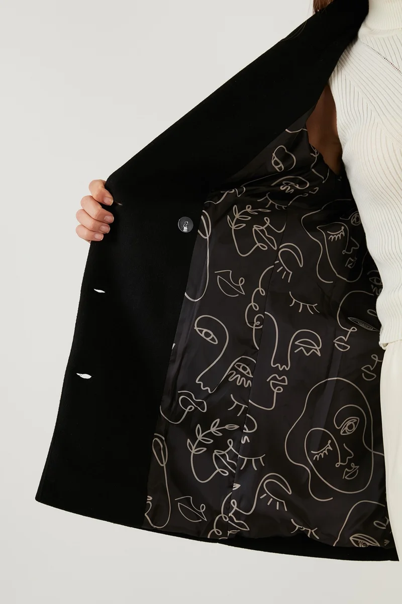 ليلا Oversize Double Buttoned Long Coat with Pockets Women's Coat 6230058