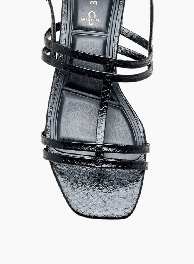 Celeste Women's Textured Strap Sandals with Block Heels and Buckle Closure