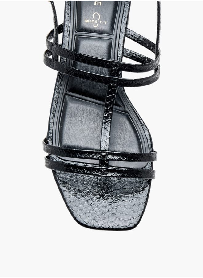 Celeste Women's Textured Strap Sandals with Block Heels and Buckle Closure  - Image 4