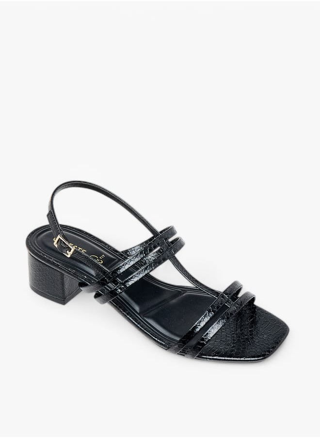 Celeste Women's Textured Strap Sandals with Block Heels and Buckle Closure  - Image 2