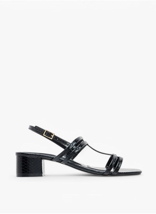 Celeste Women's Textured Strap Sandals with Block Heels and Buckle Closure  - Image 3