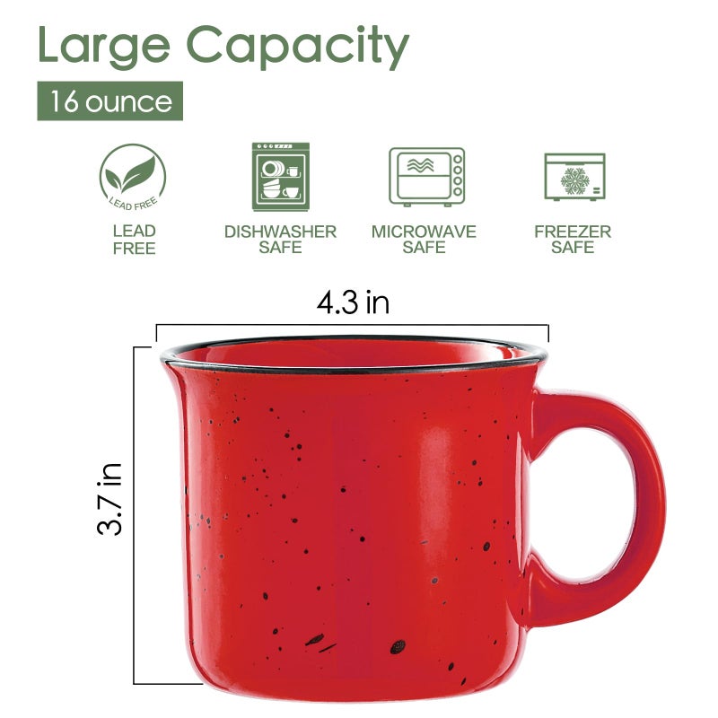 BEST ONE bestone Set of 4 Large Ceramic Mugs with Handles, 16 oz, Vibrant Colors, Microwave & Dishwasher Safe, Perfect for Coffee, Cereal, Latte, Salad, Noodles - Image 2