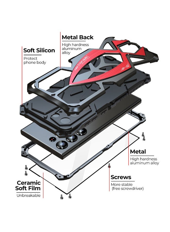 general Suitable for Samsung Galaxy S24Ultra/S23Ultra metal mobile phone case, anti-fall and shockproof, fully enclosed frame protective cover - Image 2