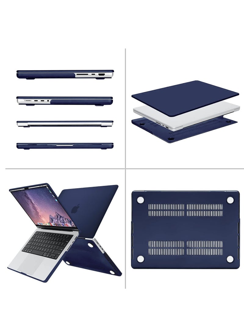 Hard Shell Case Protective Snap On CoverCompatible with MacBook Pro 14 inch Case 2021-2023 Release M2 A2779 A2442 M1 Pro/Max Chip w/Touch ID/Protective Plastic Hard Shell Case (Dark Blue) - Image 3