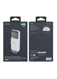 rsilou Power Bank 20000mAh Capacity, Cabled , 22.5W Total Output Power, PD, Fast Charging, Digital Display, 4 Output Ports, Built-in Type-C and Lightning Cables, Multi-Device Charging, charge an iPhone 14 Pro Max up to 4 times  - Image 3