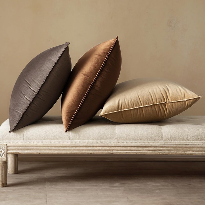 MIULEE Pack of 2 Brown Decorative Velvet Throw Pillow Cover Soft Pillowcase Solid Square Cushion Case for Sofa Bedroom Car 20x20 Inch 50x50 Cm - Image 5