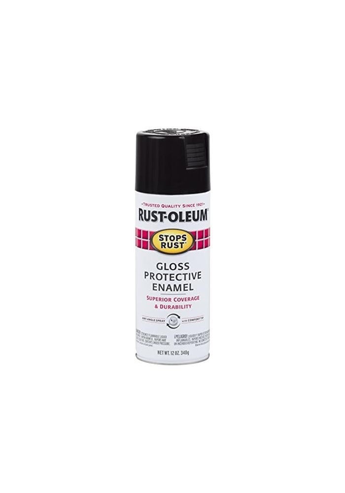 Rust-Oleum Stops Rust Gloss Protective Enamel Spray Paint - 12 Ounce, Gloss Black - Image 4
