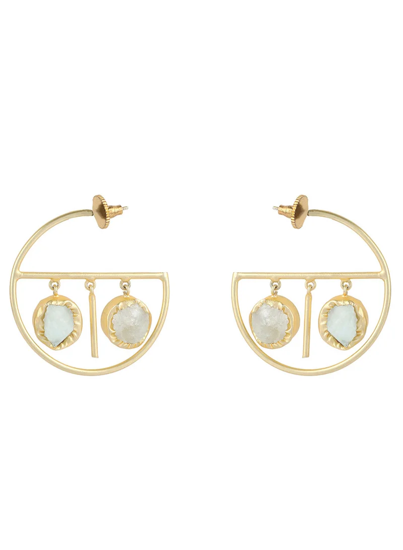 ISHIN Gold-Toned Contemporary Drop Earrings