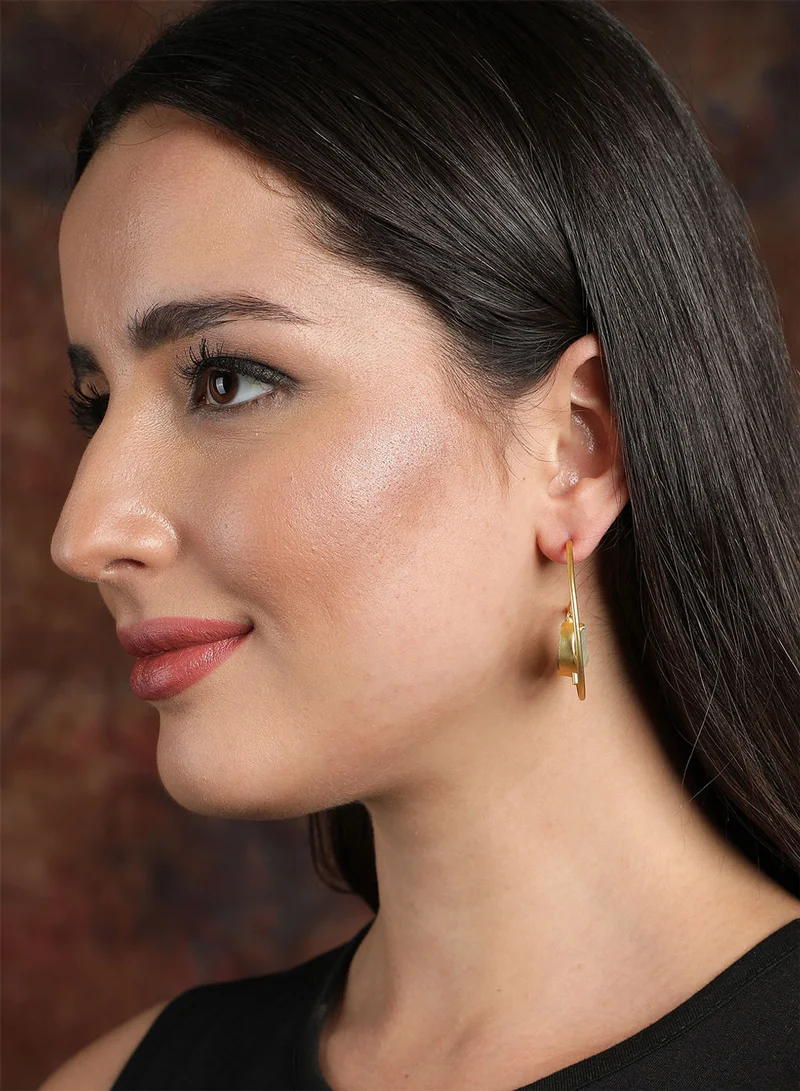 Ishin  Gold-Toned Contemporary Drop Earrings for Women | Best Price UAE