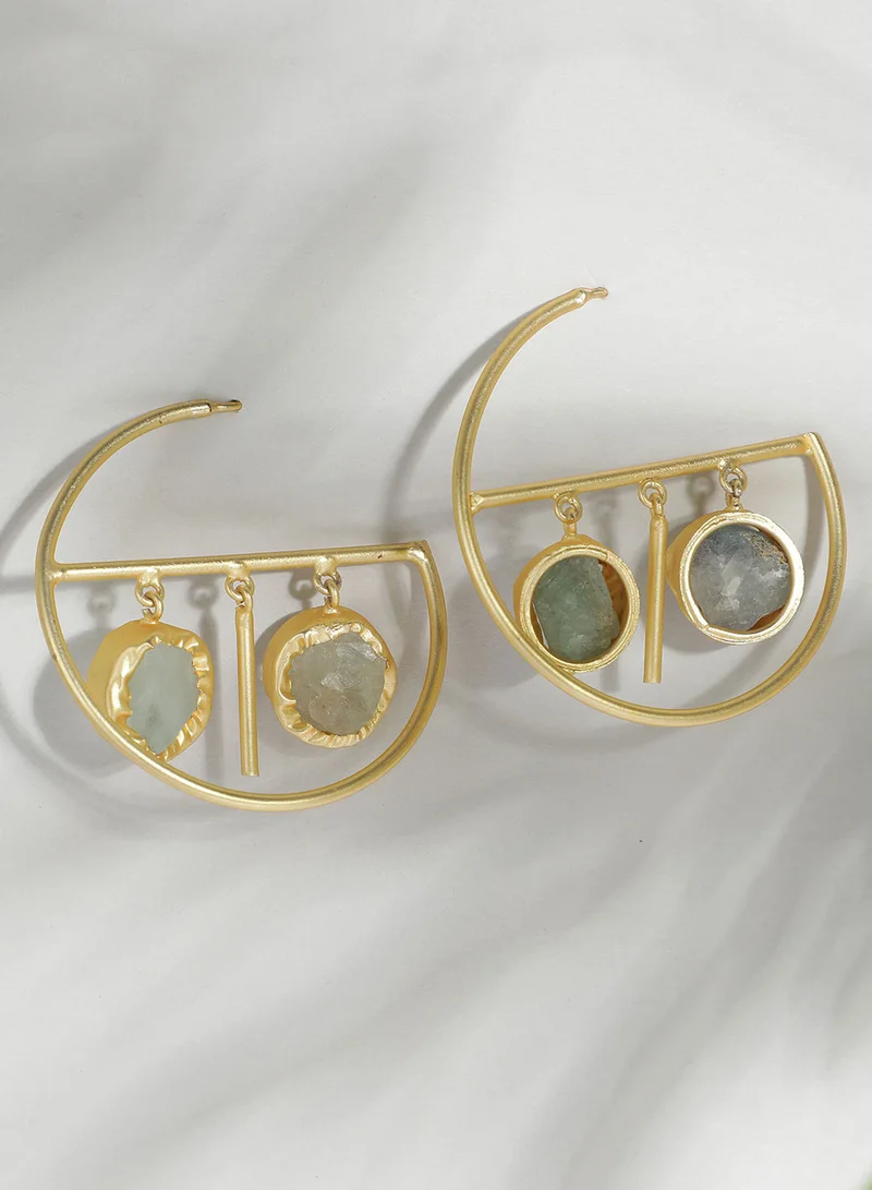 Ishin  Gold-Toned Contemporary Drop Earrings for Women | Best Price UAE