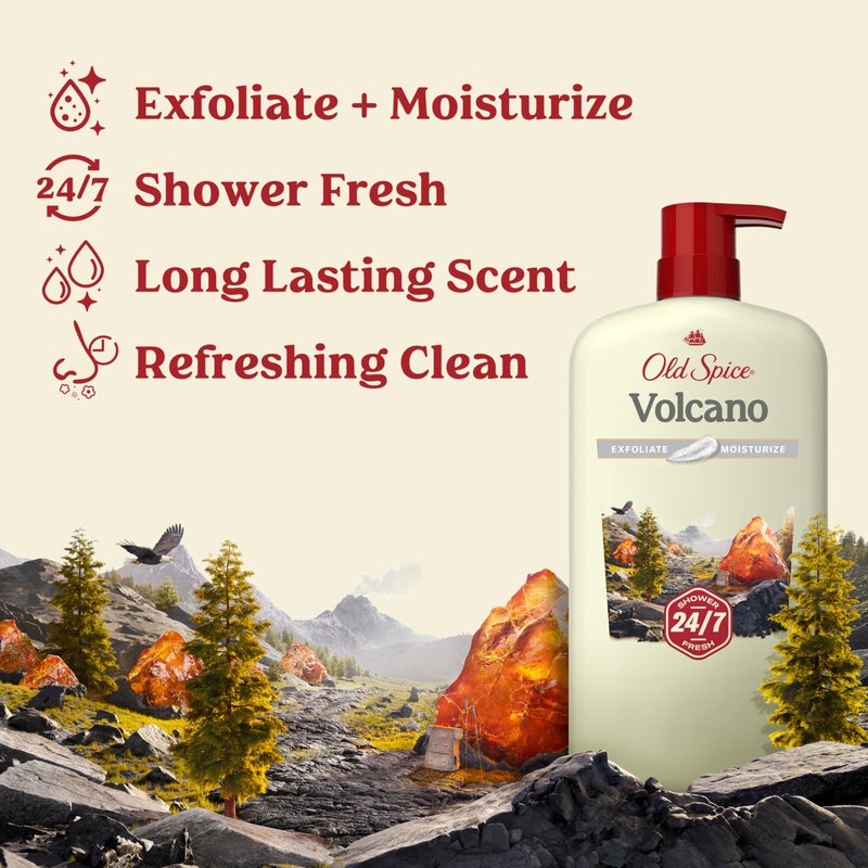 Old Spice Cleansing Body Wash for Men, 24/7 Shower Fresh with Lasting Scent, Exfoliate & Moisture, Gentle on Skin, Vitamin B3, Volcano with Dark Cedar + Amber Scent, 30 oz - Image 2