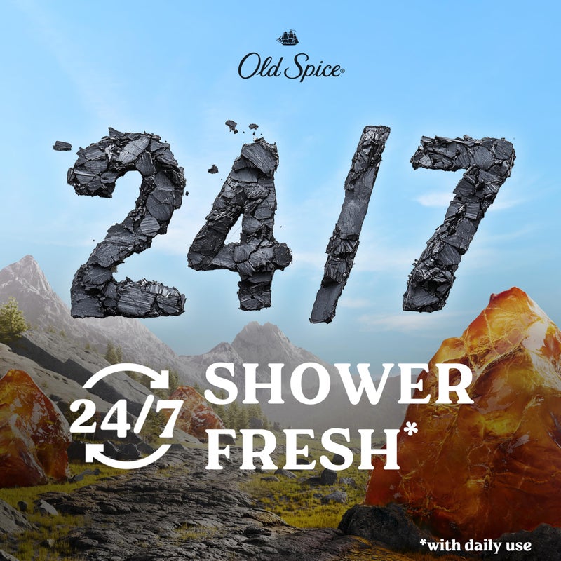 Old Spice Cleansing Body Wash for Men, 24/7 Shower Fresh with Lasting Scent, Exfoliate & Moisture, Gentle on Skin, Vitamin B3, Volcano with Dark Cedar + Amber Scent, 30 oz - Image 4