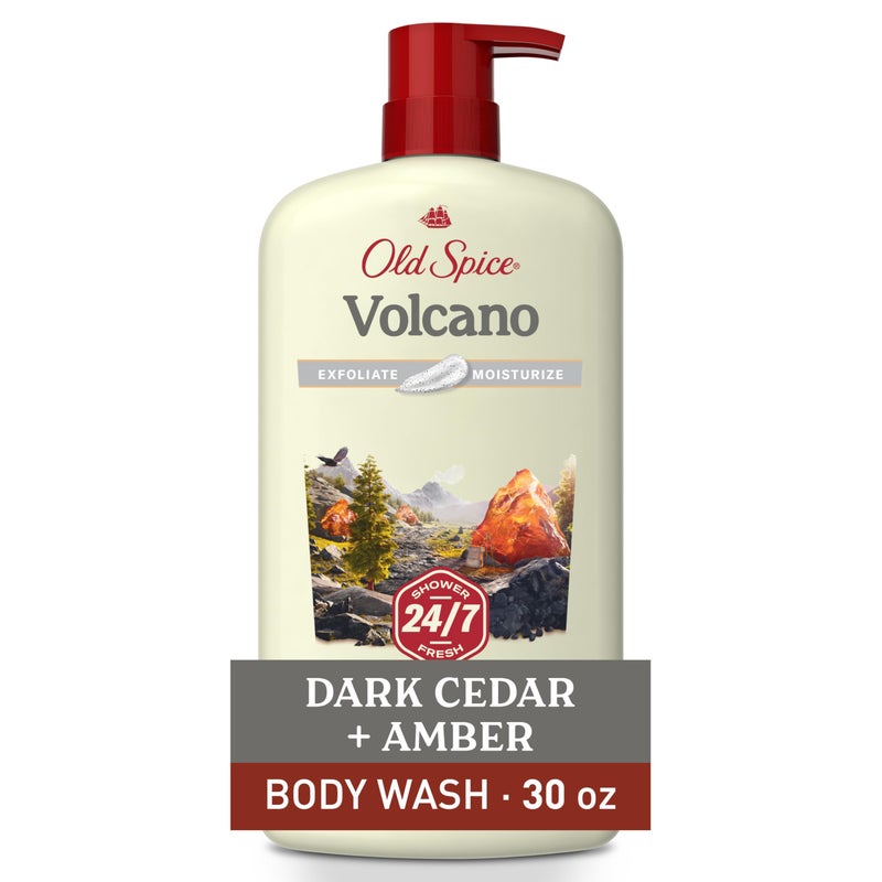 Old Spice Cleansing Body Wash for Men, 24/7 Shower Fresh with Lasting Scent, Exfoliate & Moisture, Gentle on Skin, Vitamin B3, Volcano with Dark Cedar + Amber Scent, 30 oz - Image 1