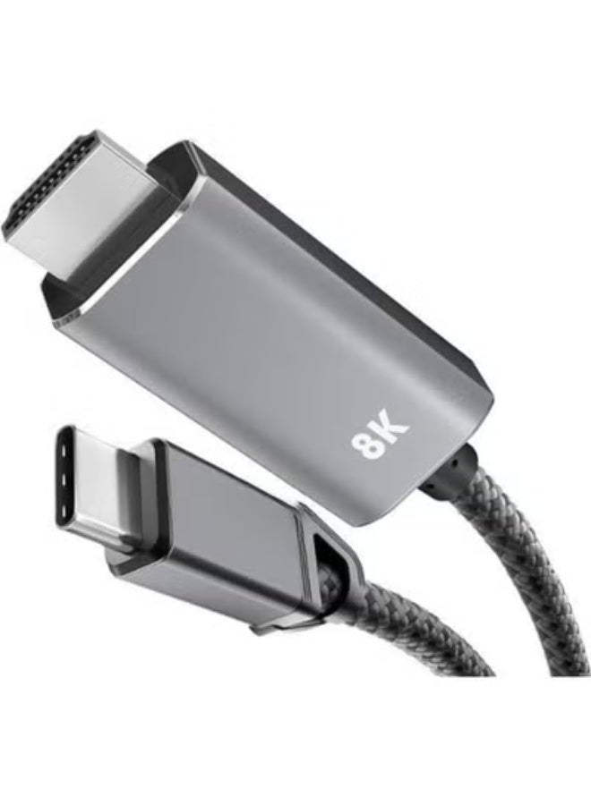 USB-C to HDMI Adapter Cable 1m – 8K@60Hz Video Transfer from Laptops/Smartphones to Large TVs, USB 3.1, Type-C, Thunderbolt 3, Metal Connectors
