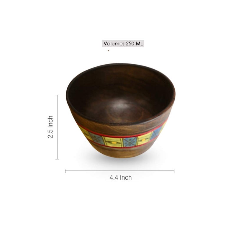 ExclusiveLane Wooden Bowl Set for Snacks Serving Bowl Set for Dinner- 250 ml, 3 Pieces, Brown - Image 4